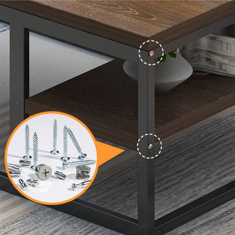 Coffee Table with Rectangular Black/gold Metal Base on 4 Legs Base Clearhalo 'Coffee & Accent Tables' 'Coffee Tables' 'coffee_tables' 'furn' 'furn_coffee_tables' 'Furniture' 'Living Room Furniture' 1200x1200_751372f2-b082-4c4d-ae51-eff7a7a673ab