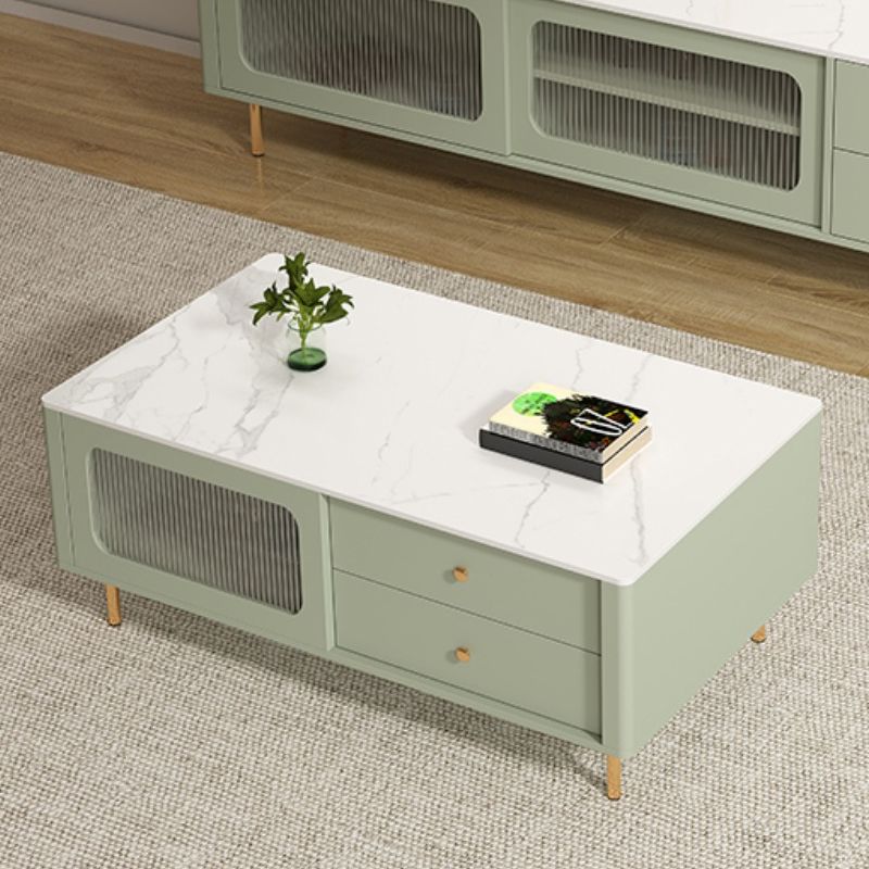 Table basse Glam Table basse simple à 4 pieds avec tiroirs de rangement