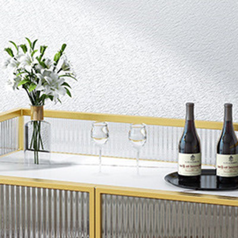 Sideboard moderna telaio in metallo e calore superiore in pietra con porta di vetro per cucina