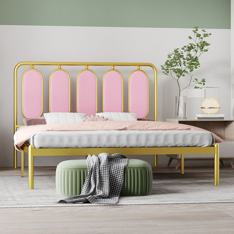 Letto standard metallico con cornice glam con testiera rivestita