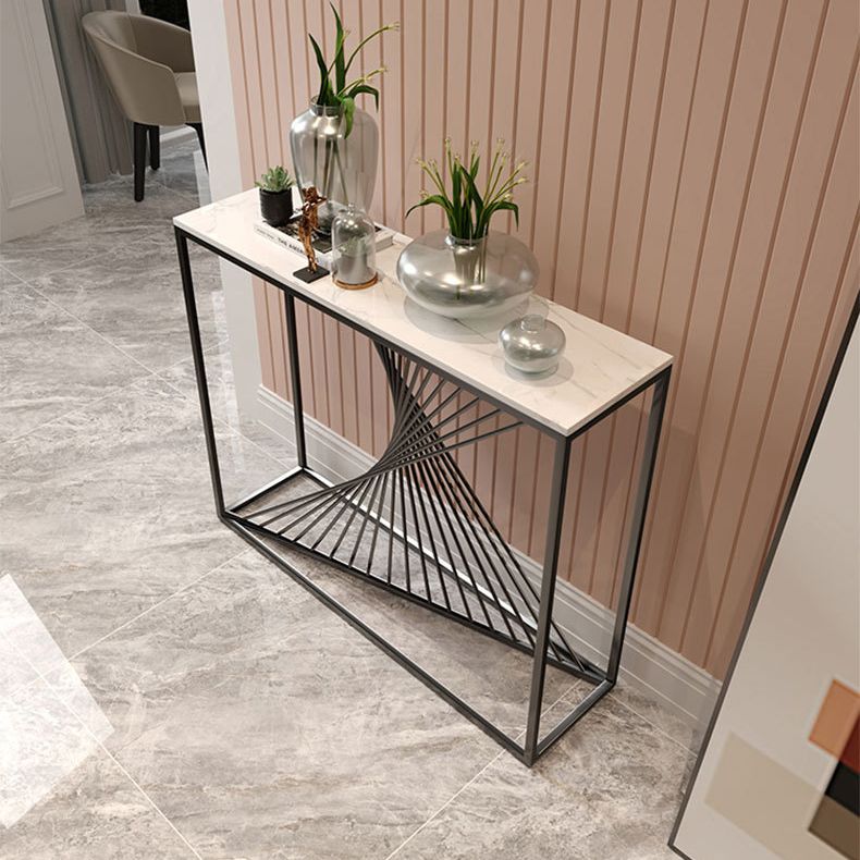 Tavolo da console da 1,5 "tavolo da console a 1 scaffale tavolino resistente alle macchie in marmo per Hall