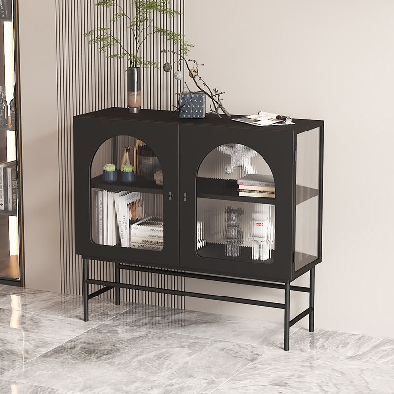 Kitchen Sideboard with Glass Doors Glam Dining Server with Metal Frame Clearhalo 'buffet_sideboard' 'Buffets & Sideboards' 'furn' 'furn_buffet_sideboard' 'Furniture' 'Kitchen & Dining Furniture' 1200x1200_75192112-819f-4f6b-a95c-a536606b2eb5