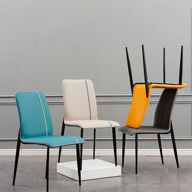 Scandinavian Metal Chairs Set Kitchen Dining Solid Back Side Chair (Set of 4) Clearhalo ' kitchen&dining_furn' 'Dining Chairs' 'Dining Tables & Seating' 'dining_chair' 'furn' 'furn_dining_chair' 'Furniture' 'furniture_dining_chair' 'Kitchen & Dining Furniture' 'kitchen' 1200x1200_751925e2-7090-4a42-981a-eb7310421954