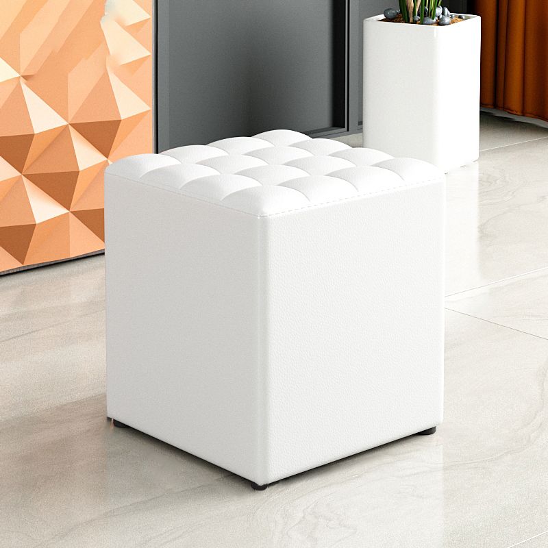 Simplicity Plain Ottoman Stool Water Resistant Genuine Leather Chair Ottoman