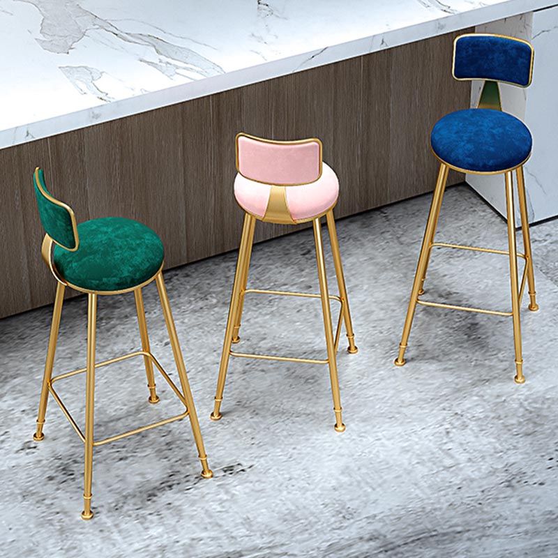 Glam Metal Barstool Velvet Gold Furniture in Matte Finish for Indoor Clearhalo 'Bar Furniture' 'Bar Stools' 'bar_stools' 'furn' 'furn_bar_stools' 'Furniture' 'Kitchen & Dining Furniture' 1200x1200_7519f043-3932-4fd0-8705-9cc35695bf7d