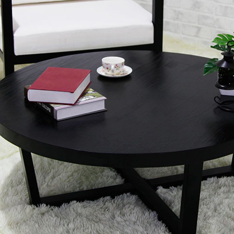Solid Wood and Metal Coffee Table Home Round Coffee Desk in Black Clearhalo 'Coffee & Accent Tables' 'Coffee Tables' 'coffee_tables' 'furn' 'furn_coffee_tables' 'Furniture' 'Living Room Furniture' 1200x1200_751a2073-f578-4a7d-b444-7a054facaedd