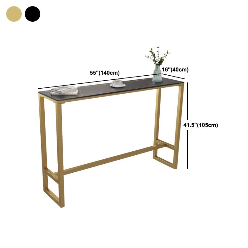 Indoor Stone and Steel Bar/Dinette Table Rectangle Industrial Trestle Bistro Bar Desk Clearhalo 'Bar Furniture' 'Bar Tables' 'bar_tables' 'furn' 'furn_bar_tables' 'Furniture' 'Kitchen & Dining Furniture' 1200x1200_751b9183-0b44-4f0f-9037-422fd68eb810