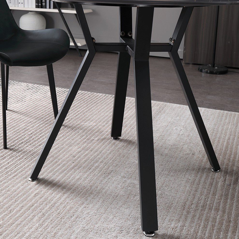 Modern Style Sintered Stone Dining Room Table Round Table with Metal Base Clearhalo ' dining_table' 'Dining Tables & Seating' 'Dining Tables' 'furn' 'furn_dining_table' 'Furniture' 'furniture_dining_table' 'Kitchen & Dining Furniture' 'kitchen&dining_furn' 'kitchen' 'kitchen_dining_table' 1200x1200_751c532f-66f6-4b08-9939-ca6acba81590