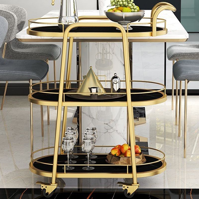 Hedendaagse ovale metalen prep Tabel 26.77 "W rollende voorbereidingstafel voor eetkamer