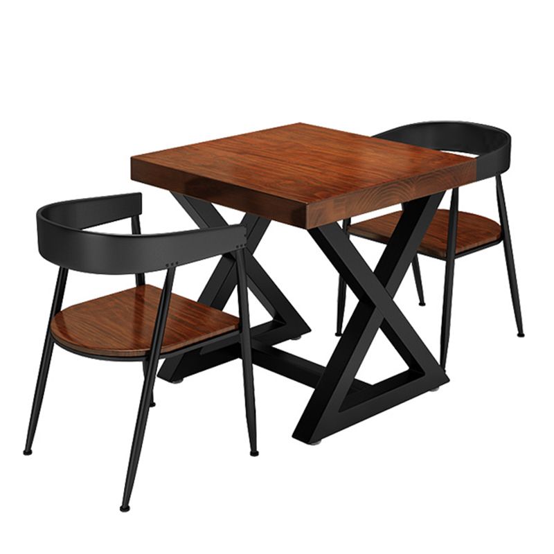 Industrial Solid Wood Dinner Room Kitchen Table Brown Square Trestle Table for Dining Room Clearhalo ' dining_table' 'Dining Tables & Seating' 'Dining Tables' 'furn' 'furn_dining_table' 'Furniture' 'furniture_dining_table' 'Kitchen & Dining Furniture' 'kitchen&dining_furn' 'kitchen' 'kitchen_dining_table' 1200x1200_751d15ed-89b6-4d03-9253-0f534b2167dd