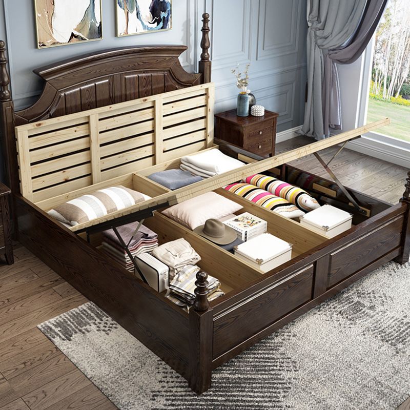 Victorian Ash Four Poster Bed Solid Color Walnut Poster Bed with Headboard Clearhalo 'Bedroom Furniture' 'Beds' 'furn' 'furn_beds' 'Furniture' 1200x1200_751fc66b-c960-4deb-b279-fcb1707f1e0e