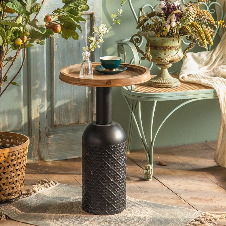 French Country Style Pedestal Base Base Round Old Solid Wood Table