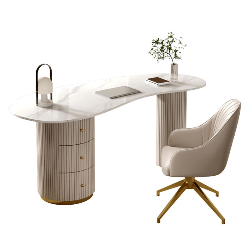 Contemporary Writing Desk Stone 29.53" Tall Office Desk with 3 Drawers Clearhalo 'furn' 'furn_office_desk' 'Furniture' 'Office Desks' 'Office Furniture' 'office_desk' 1200x1200_75217223-4e62-4d84-ad08-e049ef0fcab1