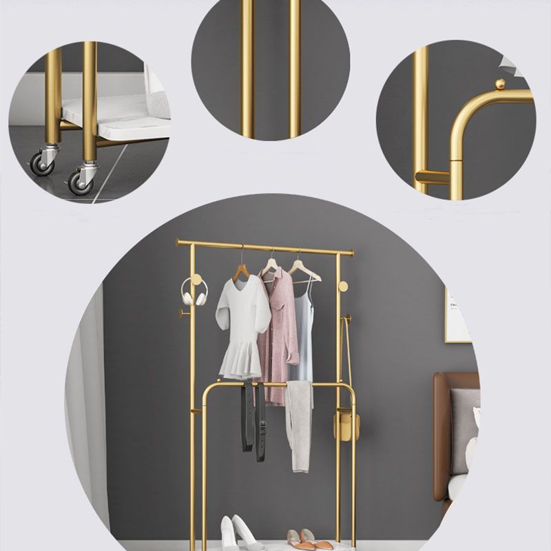 Glam Entryway Kit 2 Hanging Rails Lower Shelf and Hooks Coat Hanger Clearhalo 'Entry & Mudroom Furniture' 'furn' 'furn_hall_tree_coat_racks' 'Furniture' 'Hall Trees & Coat Racks' 'hall_tree_coat_racks' 1200x1200_7522ec2e-0d83-451f-af2b-a5f4571b6b90