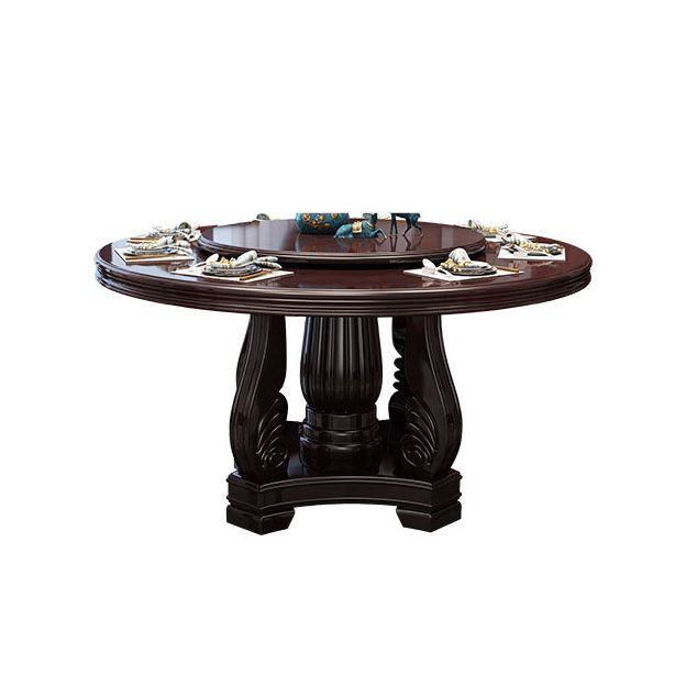 Wood Pedestal Dining Table Turntable Dining Table for Dining Room Clearhalo 'Dining Tables & Seating' 'Dining Tables' 'dining_table' 'furn' 'furn_dining_table' 'Furniture' 'Kitchen & Dining Furniture' 1200x1200_75239629-b4a4-4a97-aaaa-1e4e98e21b09