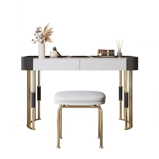 2-teiliger Waschtisch mit gepolstertem Stuhl Stein Top Make-up Eitelkeit