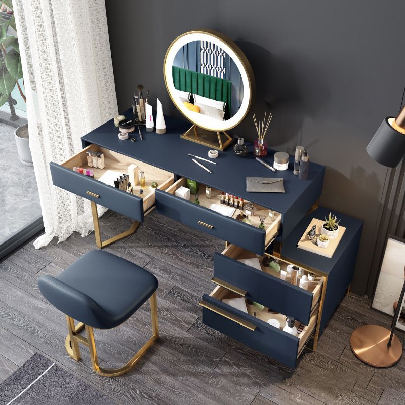 Glam Make-up Vanity Faux Leather Mirror Bedroom Makeup Vanity Set Clearhalo 'Bedroom Furniture' 'furn' 'furn_makeup_vanities' 'Furniture' 'Makeup Vanities' 'makeup_vanities' 1200x1200_7525dda6-2321-40ec-b9f8-a1d05d318e14