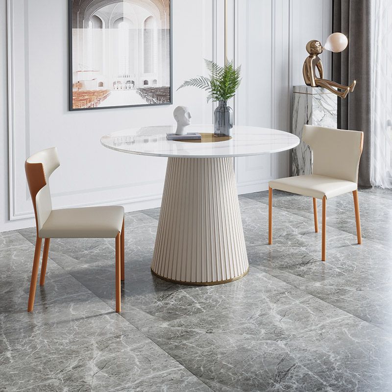 Modern 1/3/4/7 Pieces Round Dining Set Sintered Stone Dining Table with Leather Chairs Clearhalo 'Dining Room Sets' 'Dining Tables & Seating' 'dining_room_set' 'furn' 'furn_dining_room_set' 'Furniture' 'furniture_dining_room_set' 'Kitchen & Dining Furniture' 'kitchen&dining_furn' 'kitchen' 1200x1200_7525f19c-3832-44bc-8113-fbafa0e6b1b4