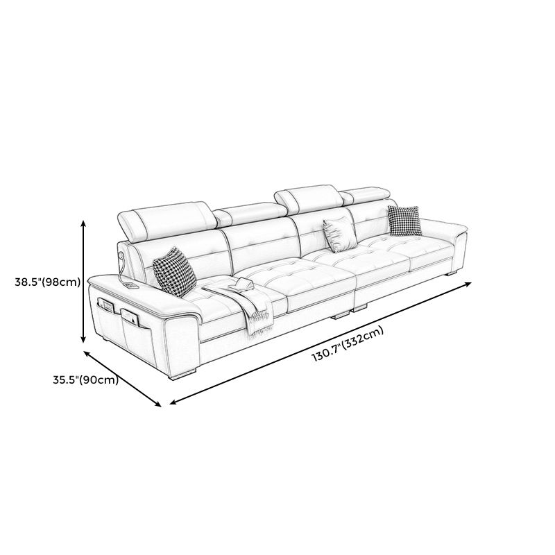 Waterproof Linen Pillow Top Arm Sofa with Adjustable Bolster Pillows and Storage Bag Clearhalo 'furn' 'furn_sectionals' 'Furniture' 'furniture_sectionals' 'kitchen' 'kitchen_sectionals' 'Living Room Furniture' 'Sectionals' 1200x1200_7527787d-9c17-4b2d-b25e-9df71ac65d1f