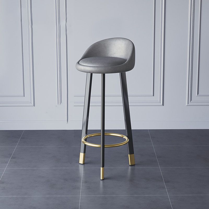 Glam Metal Barstool Faux Leather Footrest Stool in Matte Finsih for Indoor Clearhalo 'Bar Furniture' 'Bar Stools' 'bar_stools' 'furn' 'furn_bar_stools' 'Furniture' 'Kitchen & Dining Furniture' 1200x1200_752779ea-cc3c-4d1b-9534-98df6f777ef2