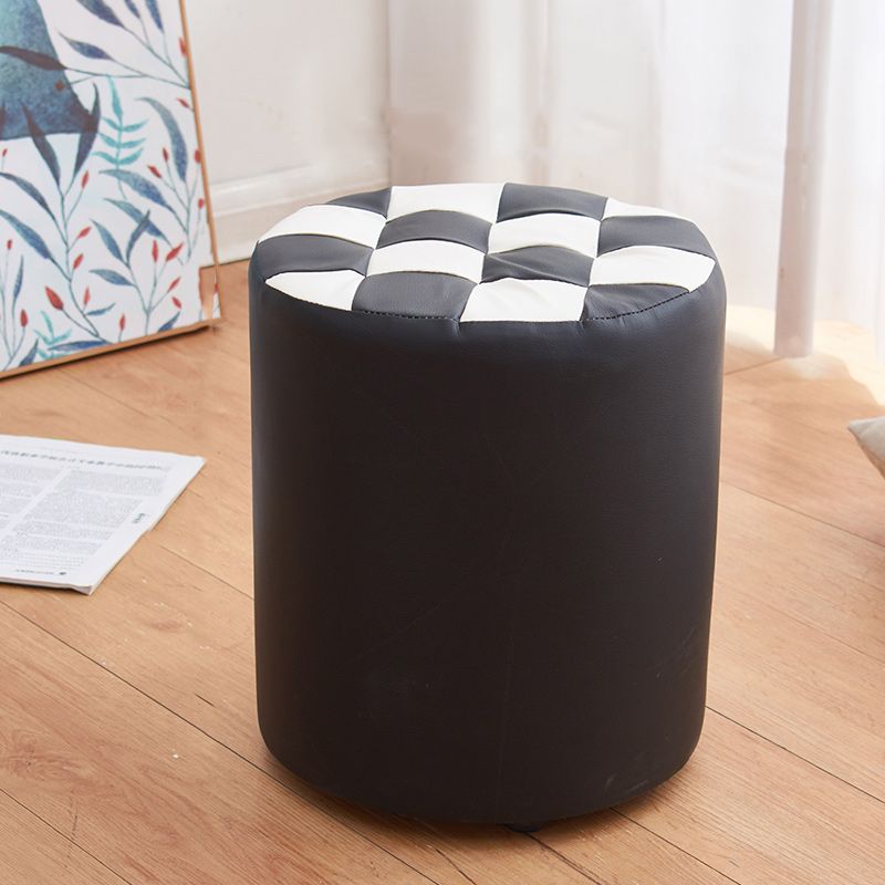 Contemporary Pouf Ottoman PU Leather Upholstered Tufted Square Pattern Round Ottoman Clearhalo 'furn' 'furn_ottomans_poufs' 'Furniture' 'Living Room Furniture' 'Ottomans & Poufs' 'ottomans_poufs' 1200x1200_75281aed-bcdc-4e52-b9b7-52950904ba02