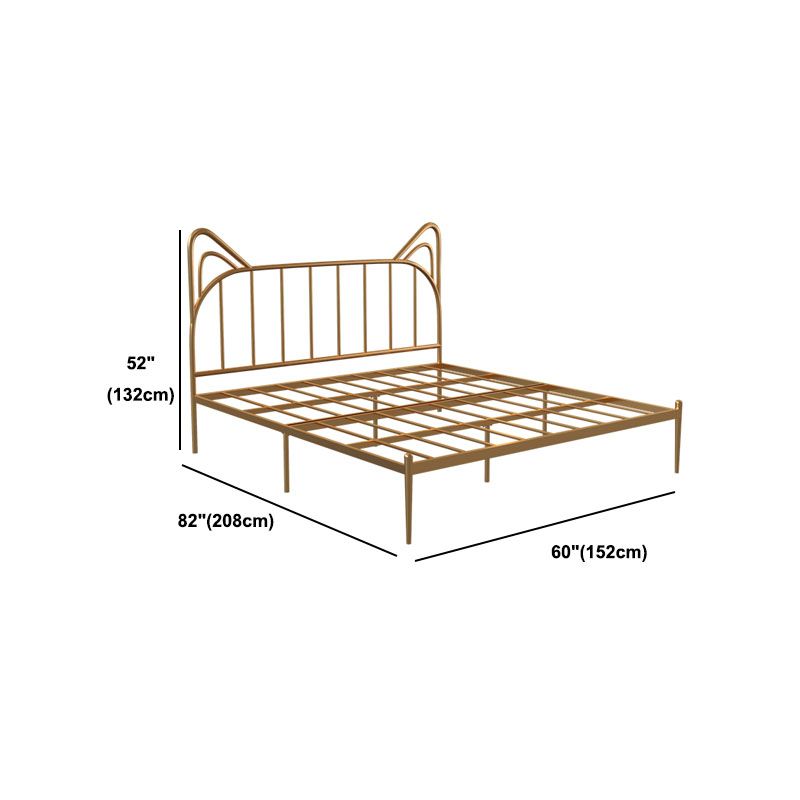 Metal Bed with Headboard High Profile Open-Frame Bed in Gold Finish Clearhalo 'Bedroom Furniture' 'Beds' 'furn' 'furn_beds' 'Furniture' 1200x1200_7528fb31-c6bd-4673-b253-b62cf9bc604c