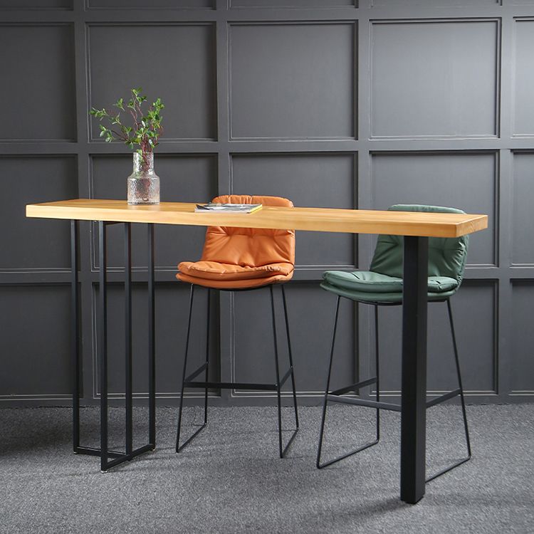 Wood Counter Table with Rectangle Table Top Double Pedestal Table- 41.3" H Clearhalo 'Bar Furniture' 'Bar Tables' 'bar_tables' 'furn' 'furn_bar_tables' 'Furniture' 'furniture_bar_tables' 'Kitchen & Dining Furniture' 1200x1200_752be01a-246c-439e-a573-ab0f2e387fcb