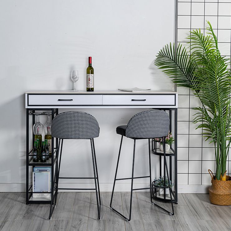 Tavolo da cocktail bar rettangolo glam a doppio piedistallo/tavolo da pub con cassetto