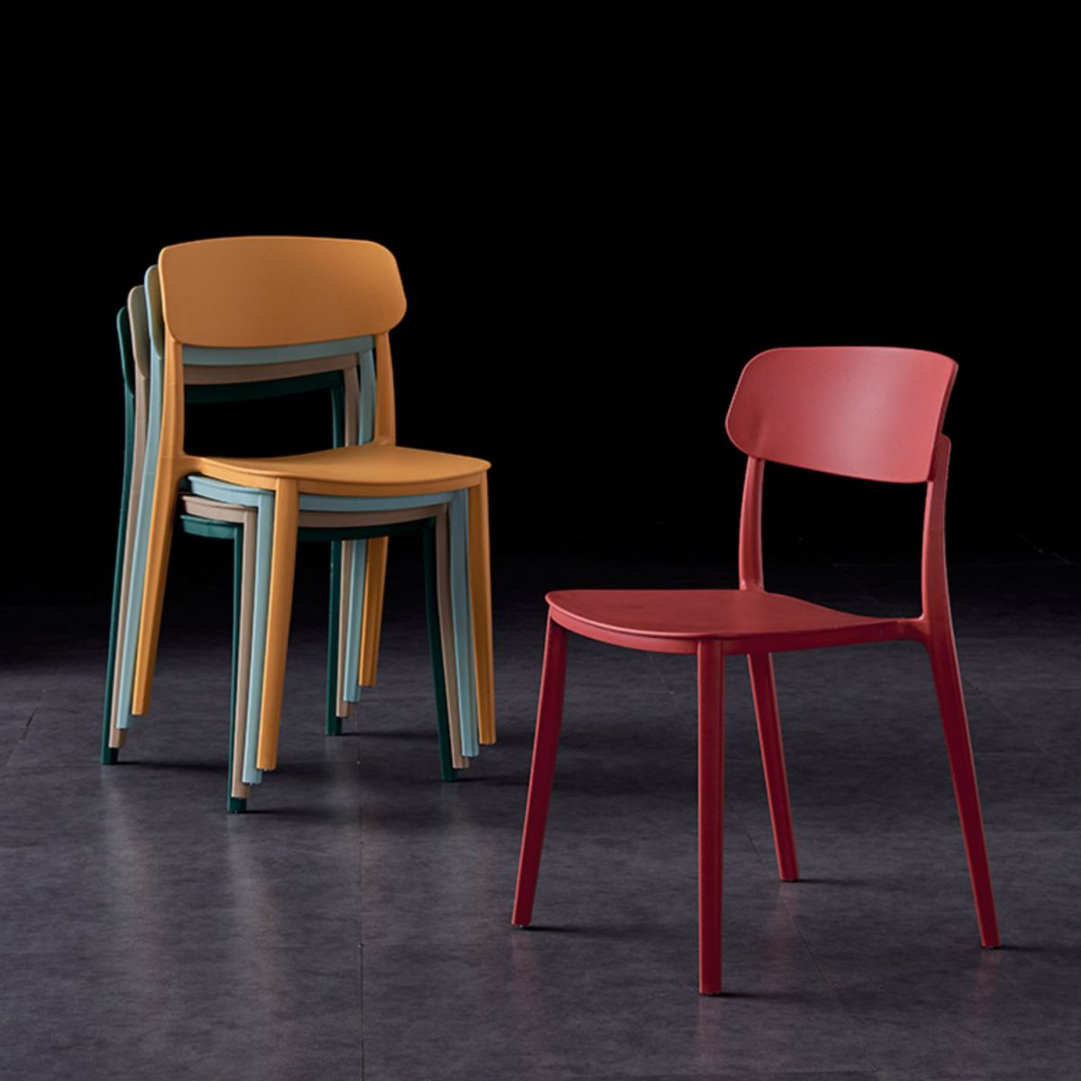 Contemporary Style Plastic Dining Chairs Open Back Dining Side Chairs for Kitchen Clearhalo ' kitchen&dining_furn' 'Dining Chairs' 'Dining Tables & Seating' 'dining_chair' 'furn' 'furn_dining_chair' 'Furniture' 'furniture_dining_chair' 'Kitchen & Dining Furniture' 'kitchen' 1200x1200_752dbf75-ddc4-45a6-bae3-4d3c670b76f0