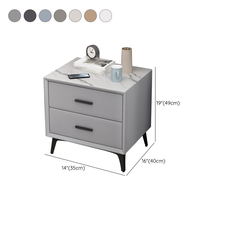 Tavolo da notte di pietra mobile contemporaneo con 2 cassetti