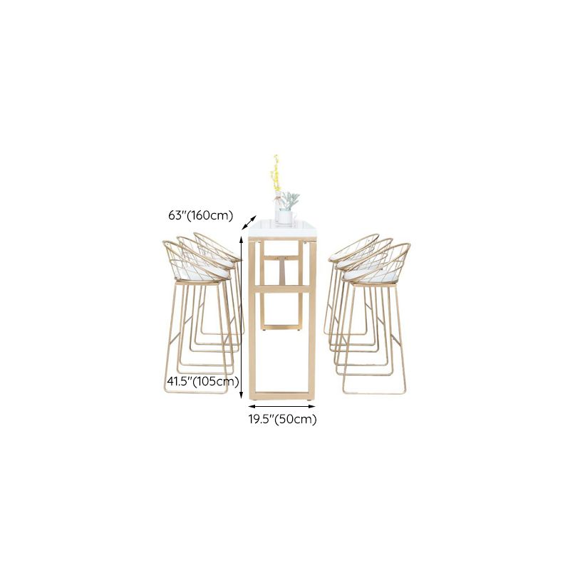 Rectangle White Solid Wood Table Gold and Metal Base Bar Table for Kitchen Living Room Clearhalo 'Bar Furniture' 'Bar Tables' 'bar_tables' 'furn' 'furn_bar_tables' 'Furniture' 'Kitchen & Dining Furniture' 1200x1200_752f297b-6ca1-4a6a-89f1-389a3ef6fc95