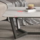 Glam Style Rectangular Slate Table with Trestle Shaped Base Design Coffee Table