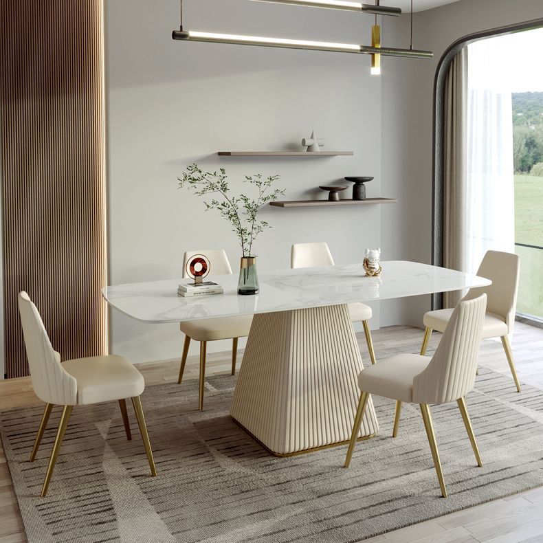 Ensemble de table rectangulaire en pierre frittée de style Glam nordique, ensemble de 1/4/5/7 pièces