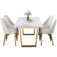 Metal Traditional Luxury Rectangle Indoor Table White Sintered Stone Table with Sled Base Clearhalo ' dining_table' 'Dining Tables & Seating' 'Dining Tables' 'Furniture' 'furniture_dining_table' 'Kitchen & Dining Furniture' 'kitchen&dining_furn' 'kitchen' 'kitchen_dining_table' 1200x1200_7531d0e5-7aaa-4d50-b634-85dc827c85b6