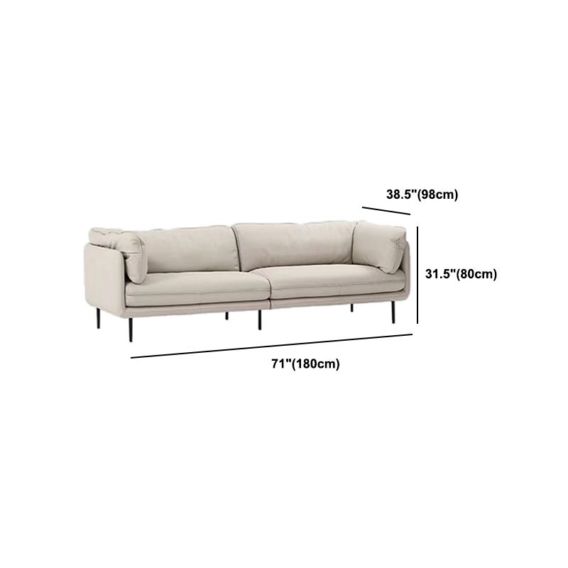 Modern Beige Faux Leather Sofa 38.58" D Tuxedo Arm Cushions Seating