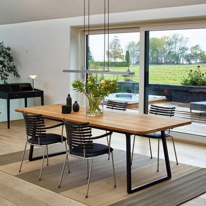 Rectangle Double Pedestal Industrial Table Fixed Table of Solid Wood Clearhalo ' dining_table' 'Dining Tables & Seating' 'Dining Tables' 'furn' 'furn_dining_table' 'Furniture' 'furniture_dining_table' 'Kitchen & Dining Furniture' 'kitchen&dining_furn' 'kitchen' 'kitchen_dining_table' 1200x1200_75372735-df67-44d0-98b3-afe7516b213e