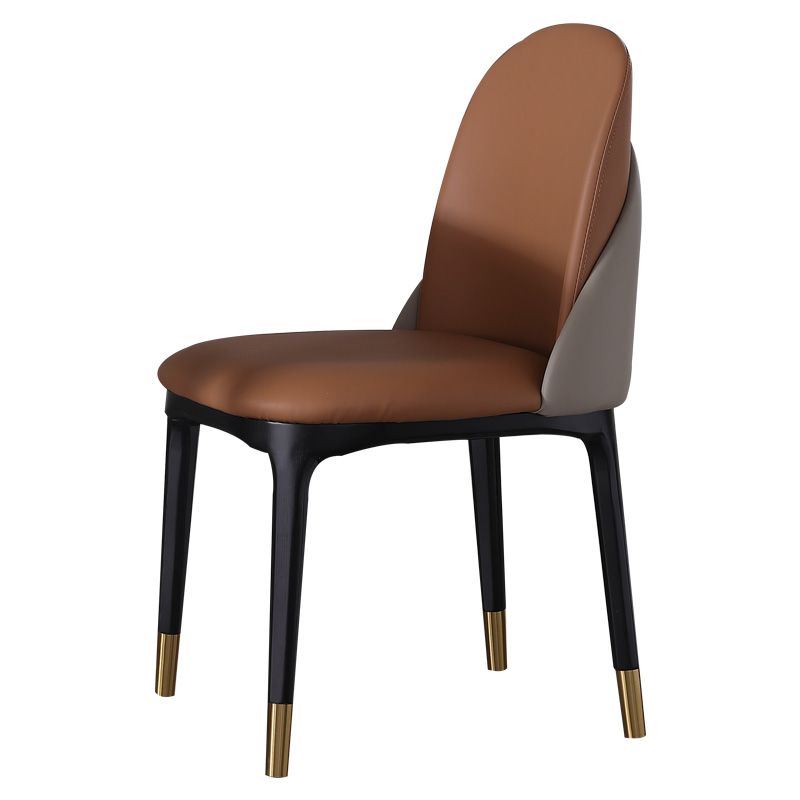 Modern Simple Side Chair Faux Leather Kitchen Dining Chairs with Wooden Base Clearhalo 'Dining Chairs' 'Dining Tables & Seating' 'dining_chair' 'furn' 'furn_dining_chair' 'Furniture' 'Kitchen & Dining Furniture' 1200x1200_753bac01-8a86-4d69-972f-448d2296dd73