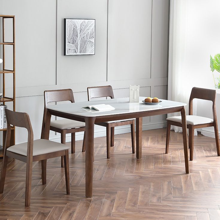 Rectangle 4 Legs Mid-Century Table White Fixed Table of Sintered Stone Clearhalo ' dining_table' 'Dining Tables & Seating' 'Dining Tables' 'furn' 'furn_dining_table' 'Furniture' 'furniture_dining_table' 'Kitchen & Dining Furniture' 'kitchen&dining_furn' 'kitchen' 'kitchen_dining_table' 1200x1200_753cee76-26f8-48ee-8ac8-06362a54f402