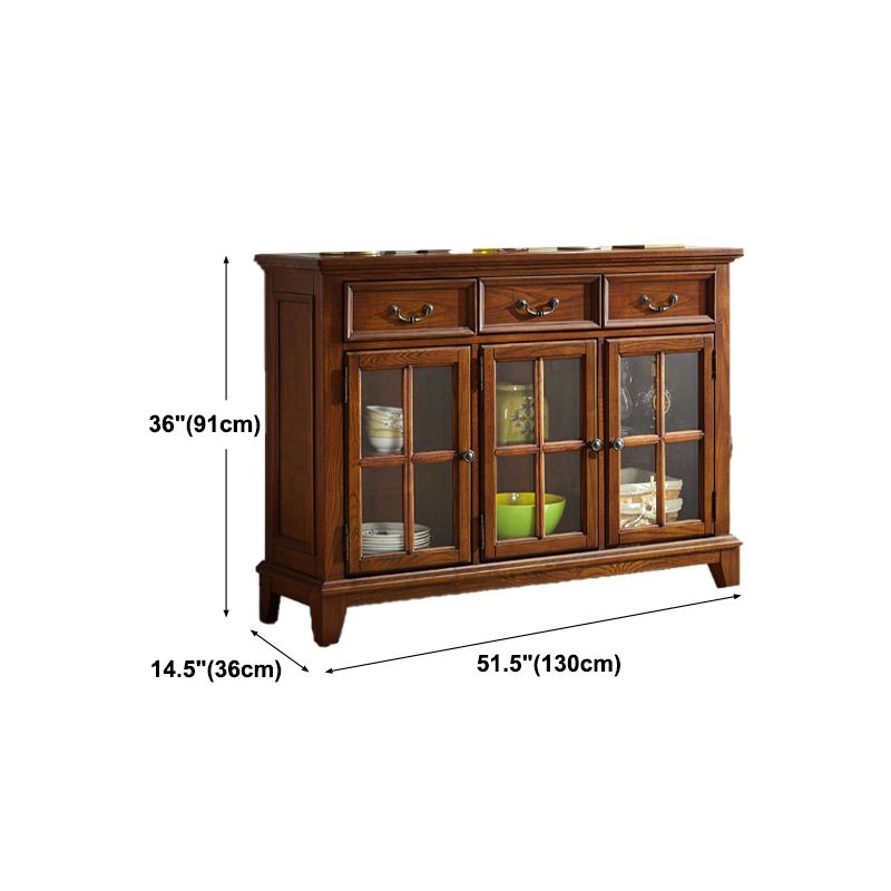 Mesa de madera maciza moderna mesa marrón con puerta y cajón