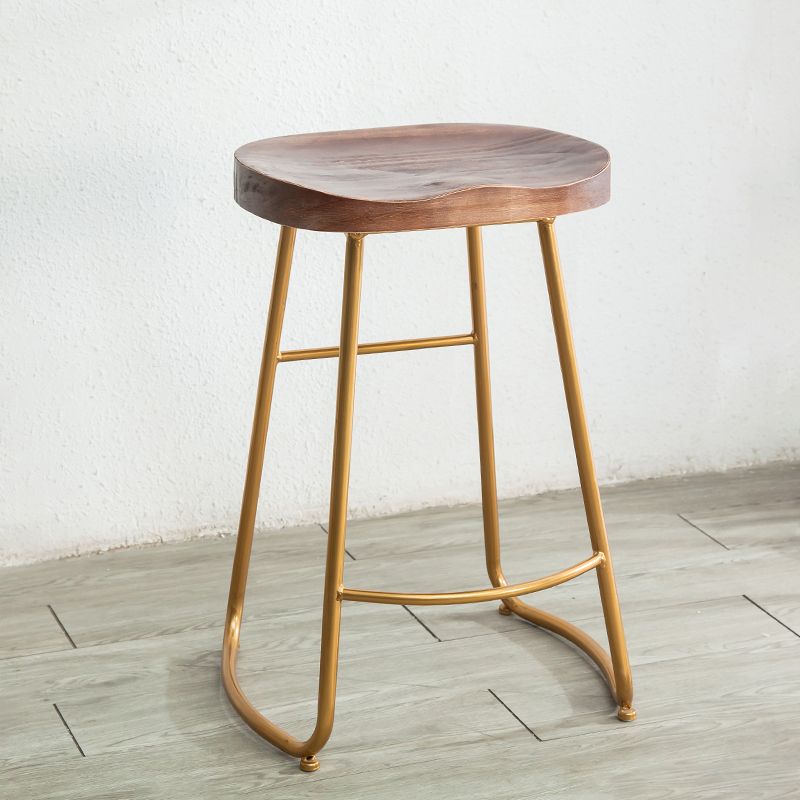 Modern Armless Backless Counter Stool Iron Bar Stool with Wooden Seat for Indoor Clearhalo 'Bar Furniture' 'Bar Stools' 'bar_stools' 'furn' 'furn_bar_stools' 'Furniture' 'Kitchen & Dining Furniture' 1200x1200_753ec1b4-3bd1-4cd7-af90-ac8315913d42