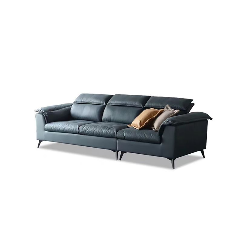 Contemporary Stain-Resistant Faux Leather Dark Gray for Living Room Sofa