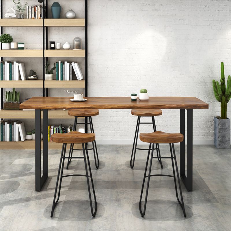 Industrial Bar Height Table Solid Wood Top Bistro Pub Table with Sled Base Clearhalo 'Bar Furniture' 'Bar Tables' 'bar_tables' 'furn' 'furn_bar_tables' 'Furniture' 'Kitchen & Dining Furniture' 1200x1200_7541771d-69e0-4347-a39e-cc9264b9f57f