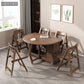 Foldable Rubber Wood Dining Table Medieval Modern Round Table with Storage Trestle Base Clearhalo 'Dining Tables & Seating' 'Dining Tables' 'dining_table' 'furn' 'furn_dining_table' 'Furniture' 'furniture_dining_table' 'Kitchen & Dining Furniture' 'kitchen' 'kitchen_dining_table' 1200x1200_7542280e-6dc5-4dc2-a32e-b41b21e265e1