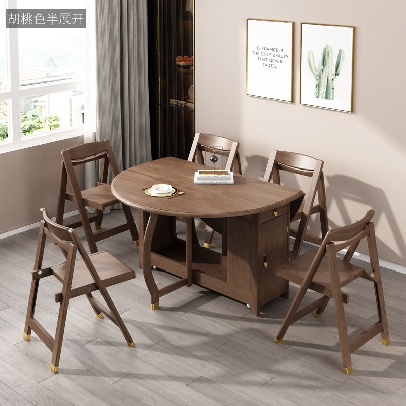 Foldable Rubber Wood Dining Table Medieval Modern Round Table with Storage Trestle Base Clearhalo 'Dining Tables & Seating' 'Dining Tables' 'dining_table' 'furn' 'furn_dining_table' 'Furniture' 'furniture_dining_table' 'Kitchen & Dining Furniture' 'kitchen' 'kitchen_dining_table' 1200x1200_7542280e-6dc5-4dc2-a32e-b41b21e265e1