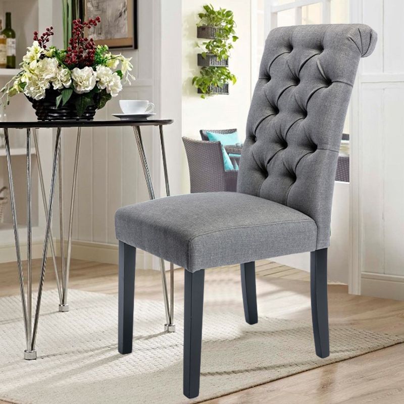 Modern Solid Back Kitchen Dining Side Chair with Black Wood Legs Dining Side Chair Clearhalo ' kitchen&dining_furn' 'Dining Chairs' 'Dining Tables & Seating' 'dining_chair' 'furn' 'furn_dining_chair' 'Furniture' 'furniture_dining_chair' 'Kitchen & Dining Furniture' 'kitchen' 1200x1200_75429d9b-f18f-4759-a2a8-d65d591c3214