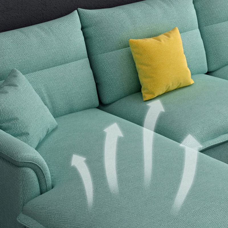Braccio top cuscino sezionale tessuto a 4 posti a forma di l sezionale con cuscini