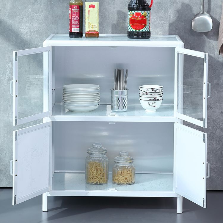 Modern Kitchen Metal Buffet/Console Cabinets Doors Dining Server in White Clearhalo 'buffet_sideboard' 'Buffets & Sideboards' 'furn' 'furn_buffet_sideboard' 'Furniture' 'Kitchen & Dining Furniture' 1200x1200_75440697-3232-4b05-89ec-7545da0328c4