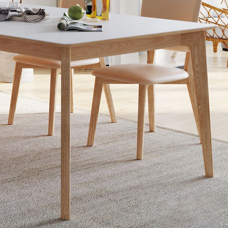 Contemporary Rectangular White Stone Dining Table with 4 Foot Clearhalo 'Dining Tables & Seating' 'Dining Tables' 'dining_table' 'furn' 'furn_dining_table' 'Furniture' 'Kitchen & Dining Furniture' 1200x1200_7545823e-49da-4176-8196-7c2ce0778aff