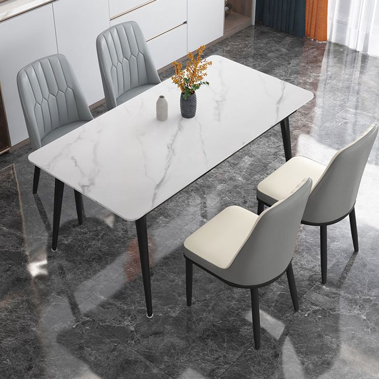 Fixed Sintered Stone Top Dining Furniture with 4 Legs Base Dining Table Sets for Home Clearhalo 'Dining Room Sets' 'Dining Tables & Seating' 'dining_room_set' 'Furniture' 'furniture_dining_room_set' 'Kitchen & Dining Furniture' 'kitchen&dining_furn' 'kitchen' 1200x1200_7546af3f-4aee-429e-a0eb-6fd6631fc1fe