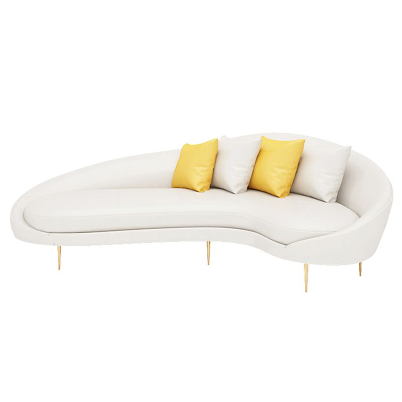 Faux Leather Seating Tight Back Tuxedo Arm Sofa Contemporary in Ivory